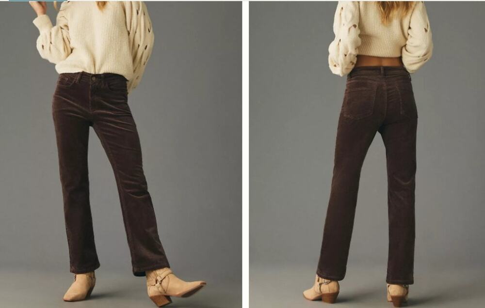 Pilcro The Yaya Mid-Rise Corduroy Pants, Brown, Size 30 - Picture 1 of 11